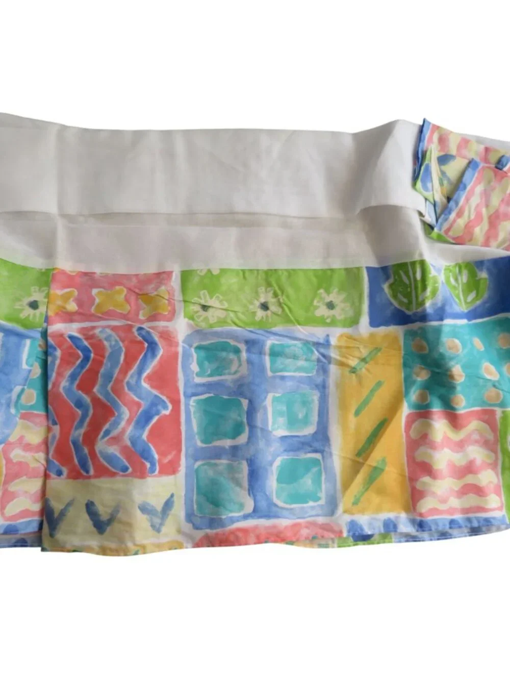 Vintage 70s Twin Bed Skirt Multicolor Abstract Pattern 14